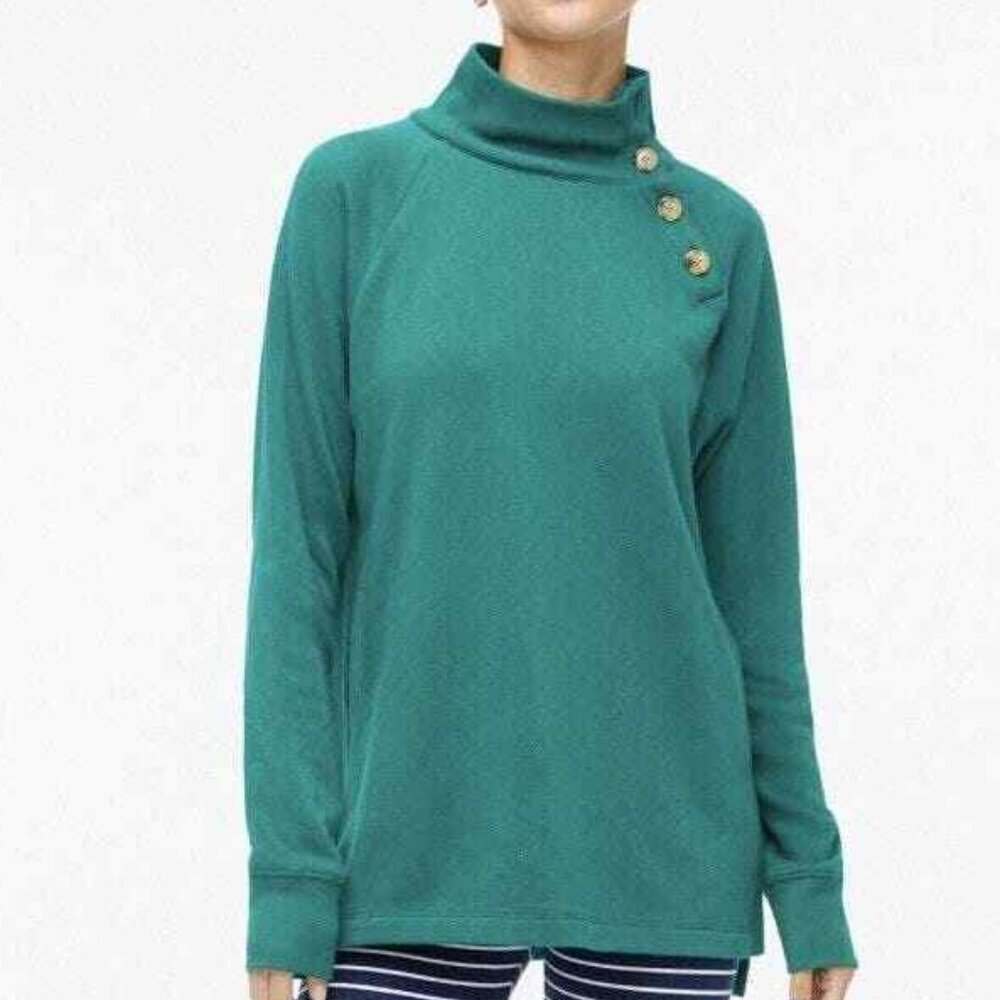 J Crew Wide button-collar tunic sweatshirt in cloudspun fleece - Picture 2 of 13